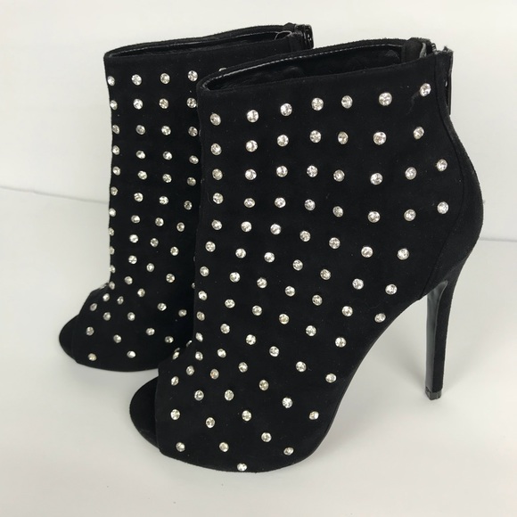 Aldo Shoes - Aldo Suede Ankle Rhinestone Black Booties Size 7